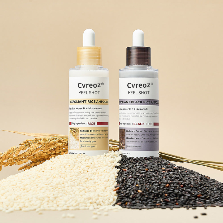 Cvreoz® Official – Peel Shot Glow Rice Ampoule Set | Brightening, Exfoliating, Moisturizing & Anti-Aging Serum for All Skin Types