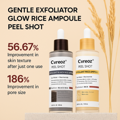 Cvreoz® Official – Peel Shot Glow Rice Ampoule Set | Brightening, Exfoliating, Moisturizing & Anti-Aging Serum for All Skin Types