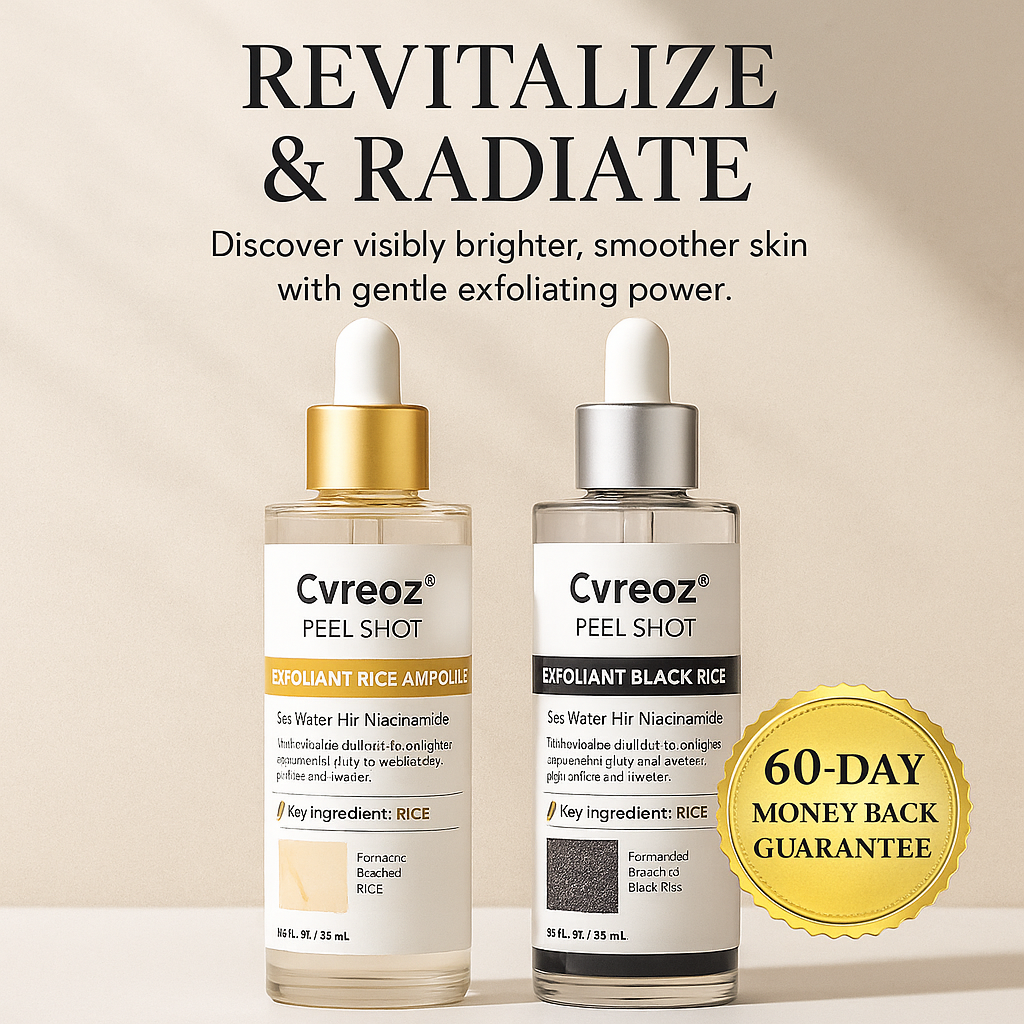 Cvreoz® Official – Peel Shot Glow Rice Ampoule Set | Brightening, Exfoliating, Moisturizing & Anti-Aging Serum for All Skin Types